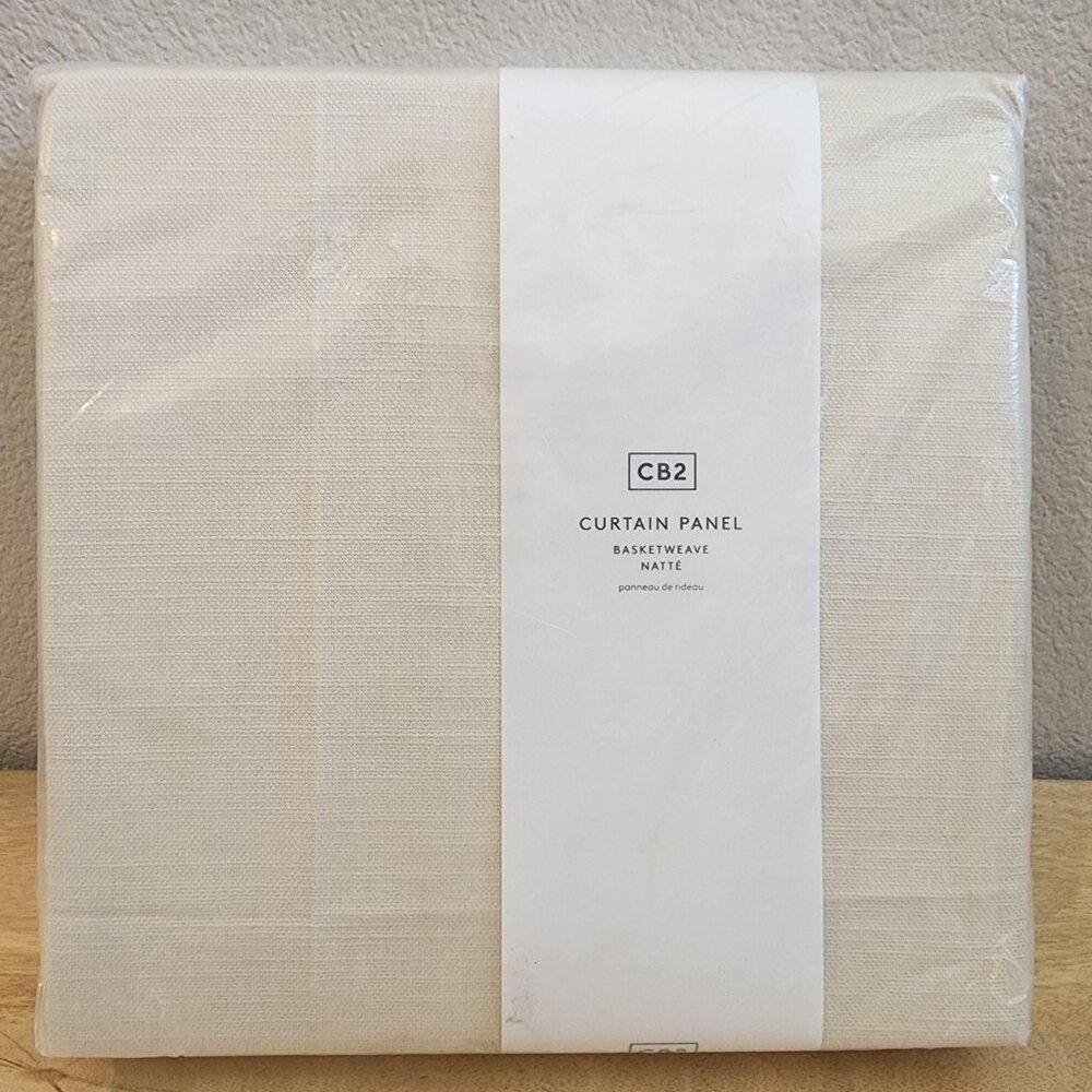 CB2 Basketweave Curtain Panel in Natural Cream
